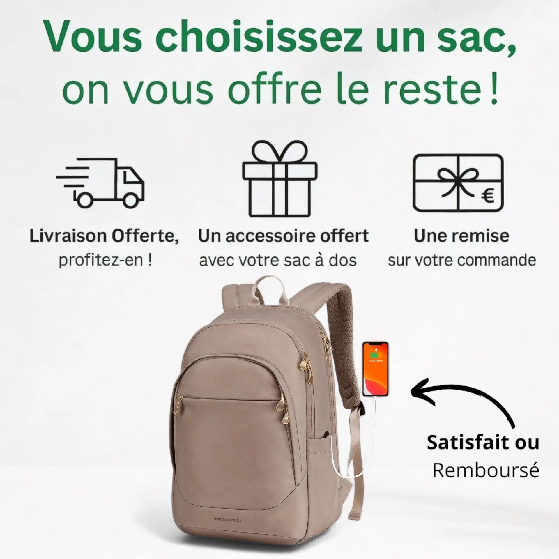 Sac à dos femme voyage de 20 litres, antivol avec USB – Havresacs - HavreS