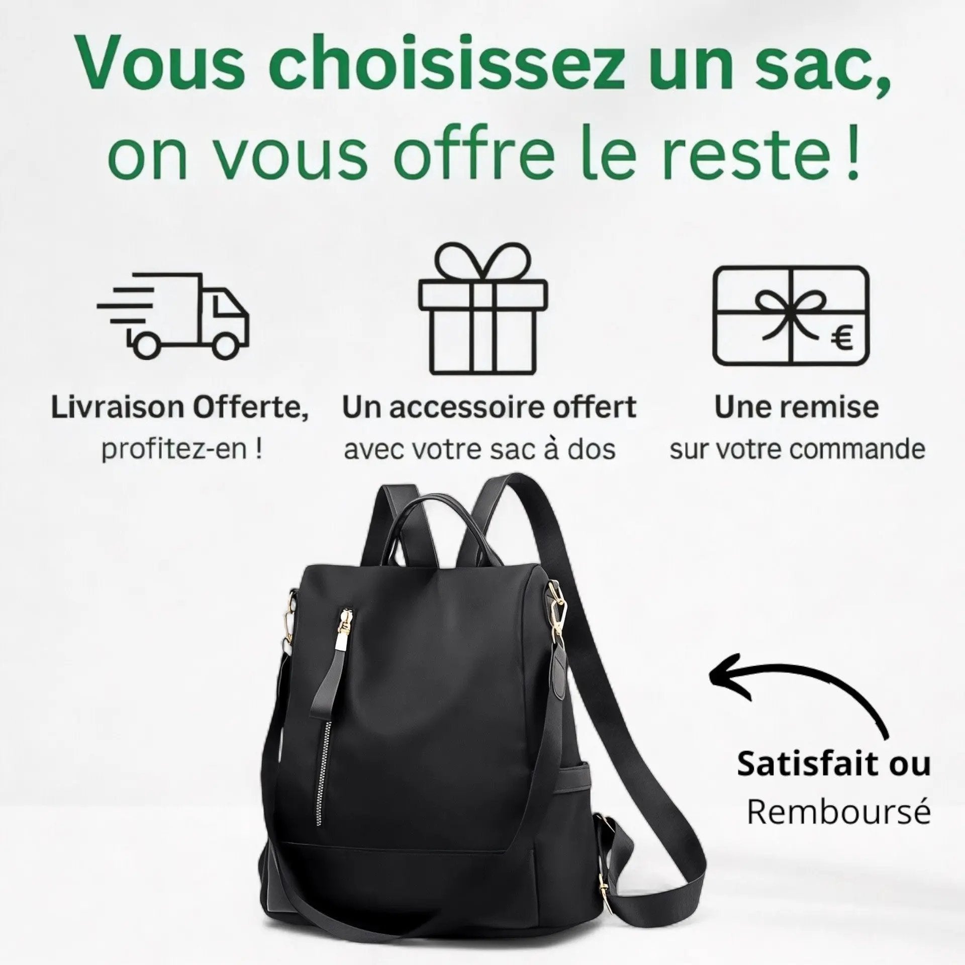 Sac à main sac à dos 2 en 1 noir de 15 litres | Sac élégant Havresacs - HavreS