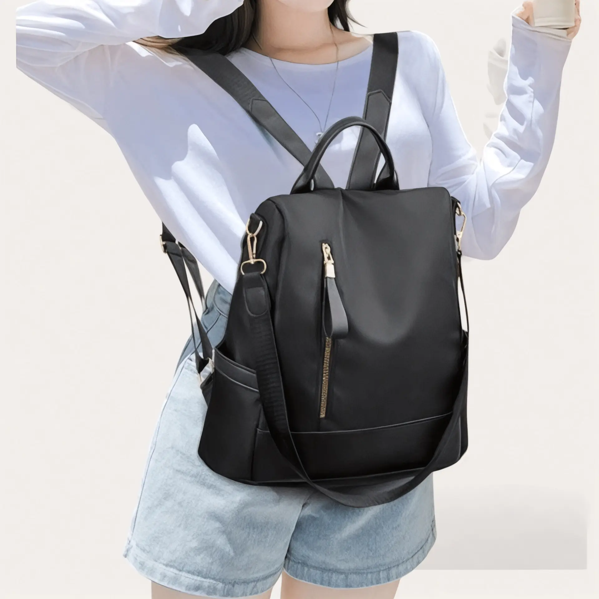 Sac à main sac à dos 2 en 1 noir de 15 litres | Sac élégant Havresacs - HavreS