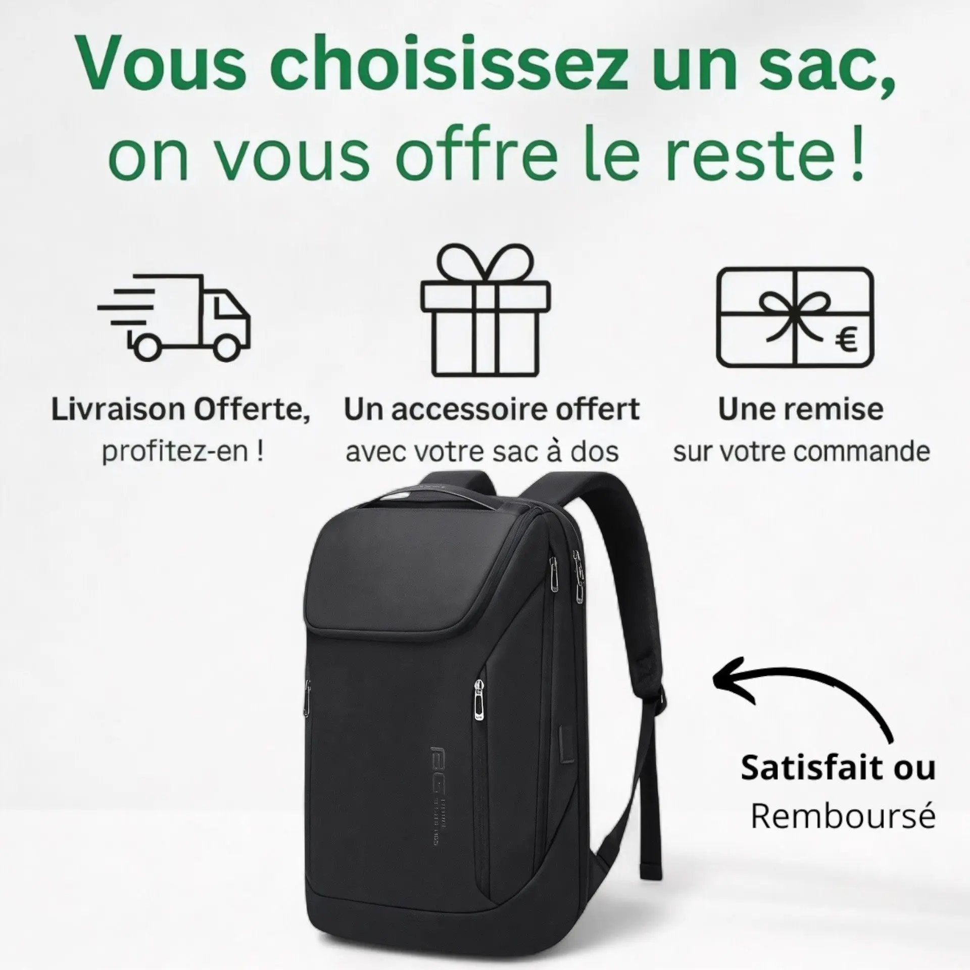 Sac à dos noir 20 litres pour vos voyages, bagage cabine - Havresacs - HavreS