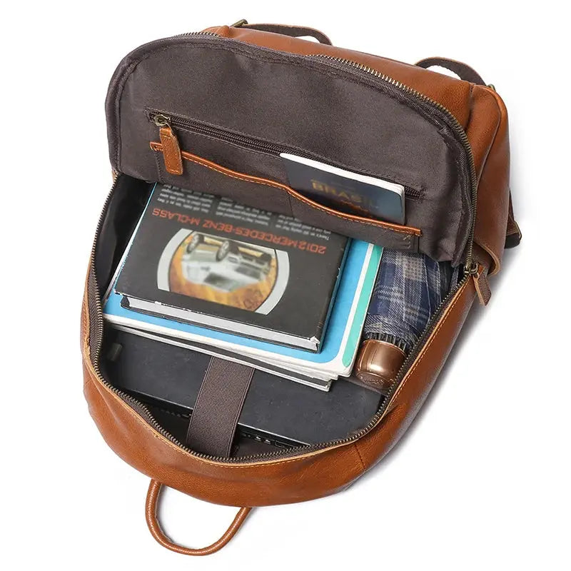 Sac à dos vintage en cuir véritable 18L. Compatible Ordi 14’’ HavreSacs