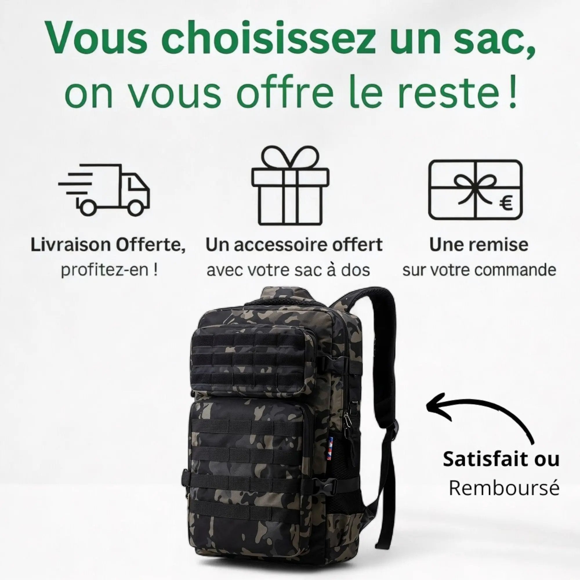 Sac à dos militaire camouflage, 25L ordinateur 15 pouces - Havresacs - HavreS