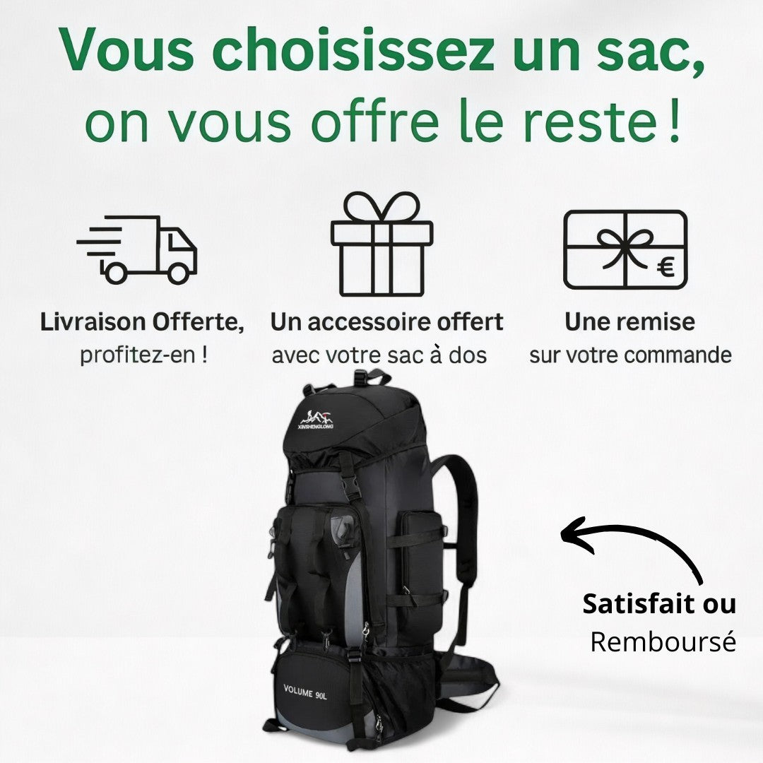 Sac de trekking étanche 90L – TrekkMaster Pro – Havresacs
