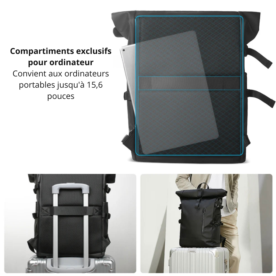 Sac à dos Roll Top waterproof avec USB – Urban Flex – Havresacs