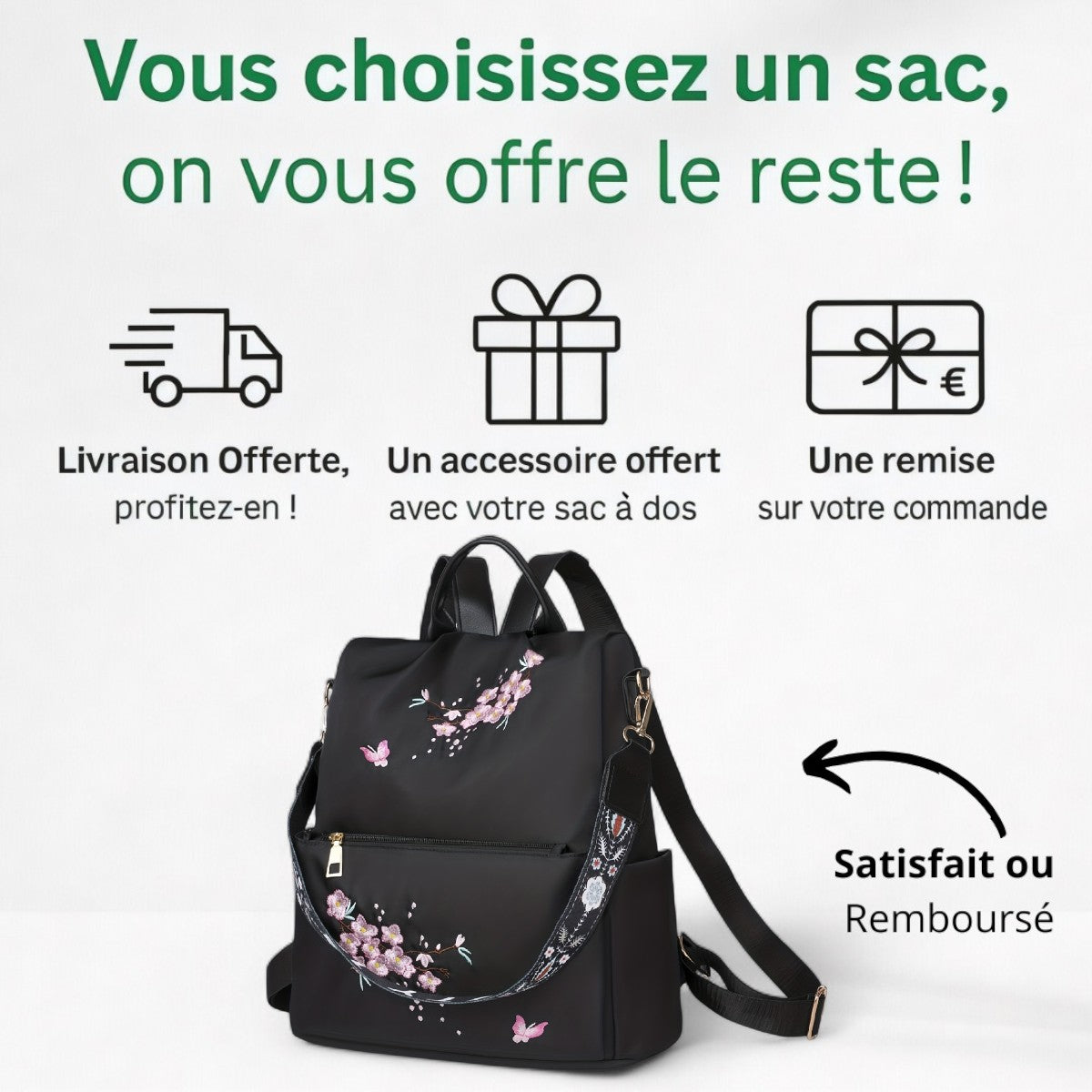 Sac à Dos Femme Floral 2 en 1, 15L – FloralChic – Havresacs