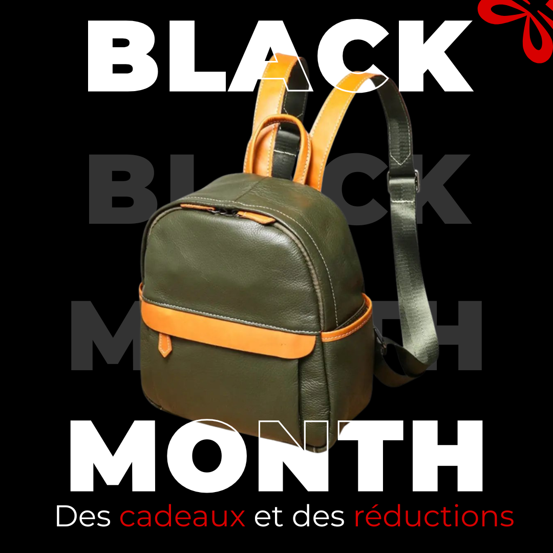 Sac à dos femme vintage en cuir de vachette vert, compact 6 litres