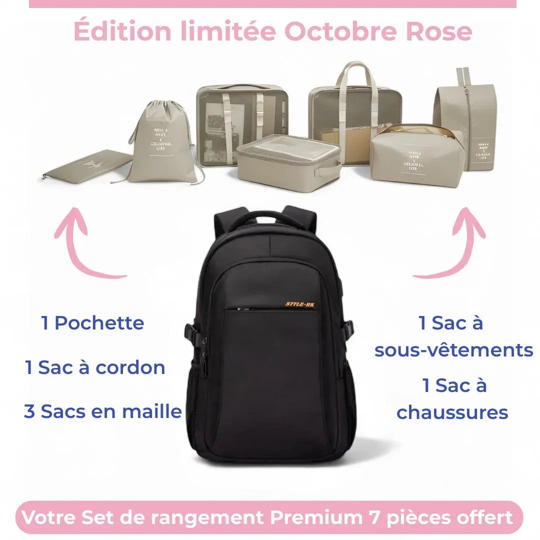 Sac à dos imperméable noir de 30L, idéal voyage et avion - Havresacs - HavreS