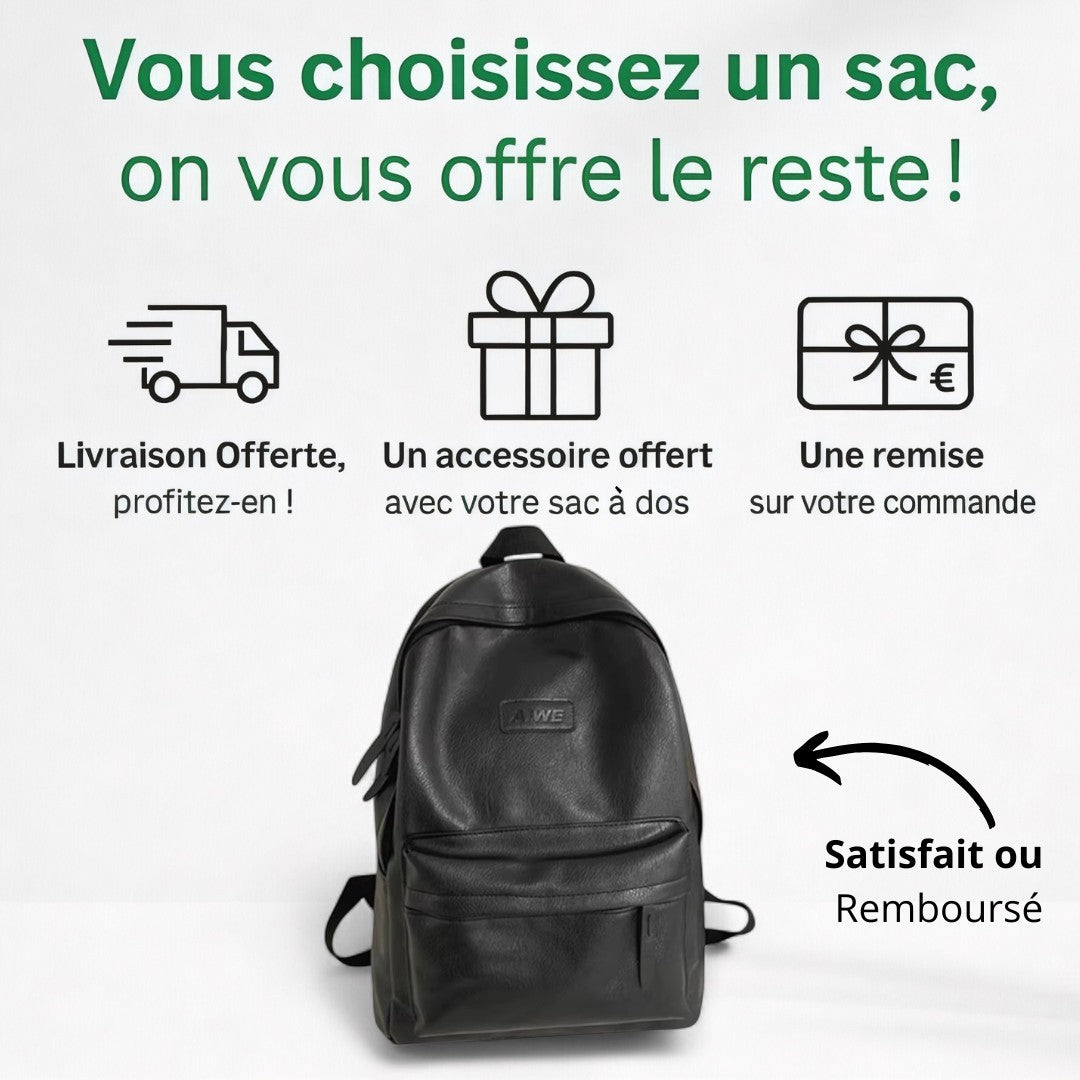 Sac à dos vintage en PU pour homme et femme – LuxePro – Havresacs
