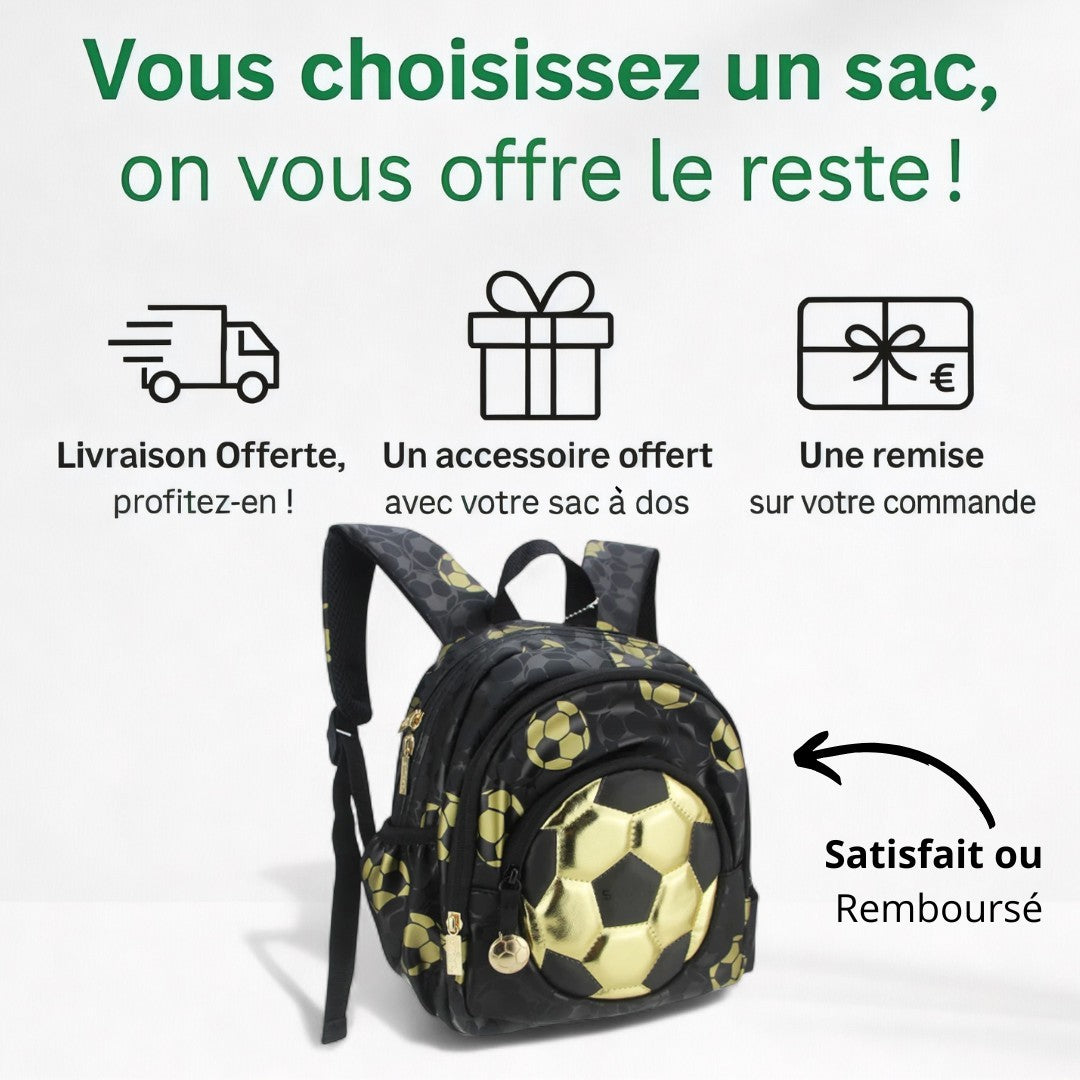 Cartable CP Garçon Ballon Or - Confort & Style | Havresacs