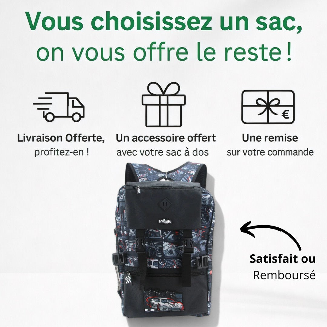 Cartable CP & Ecole Primaire Garçon - Voiture Course | Havresacs