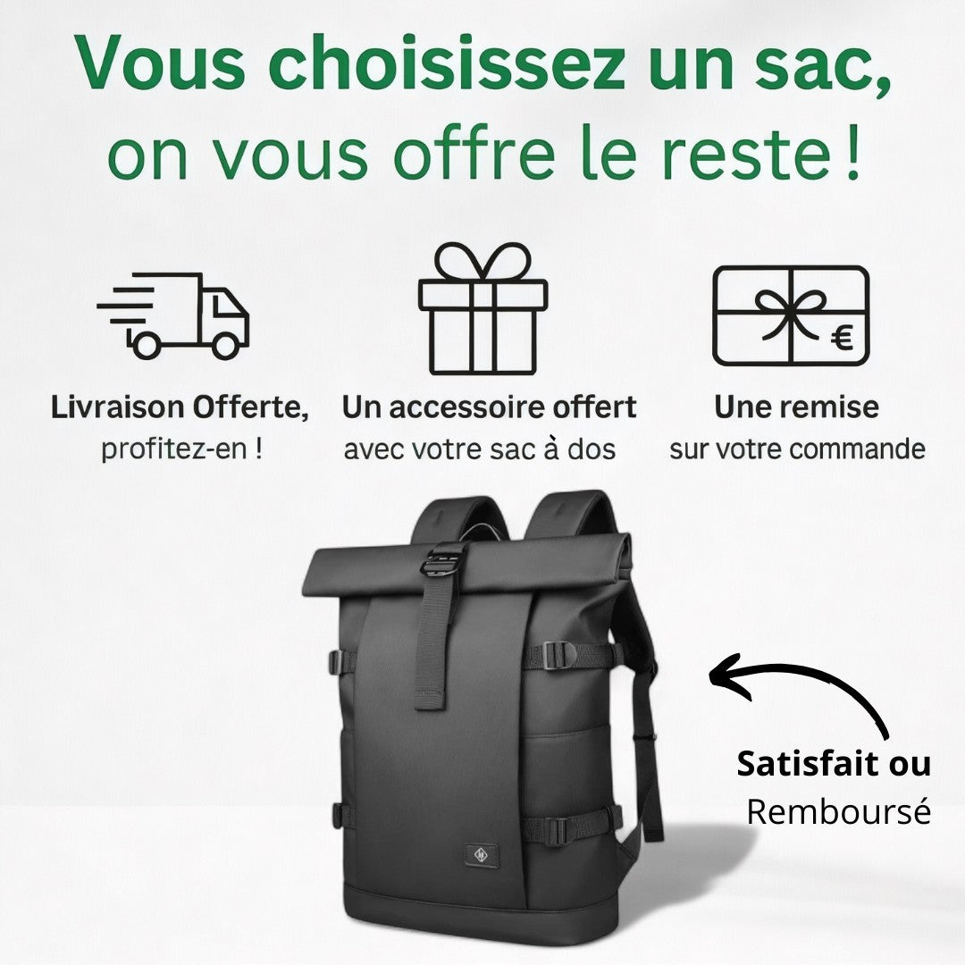 Sac à Dos Roll-Top Étanche Extensible 18L/25L | Havresacs