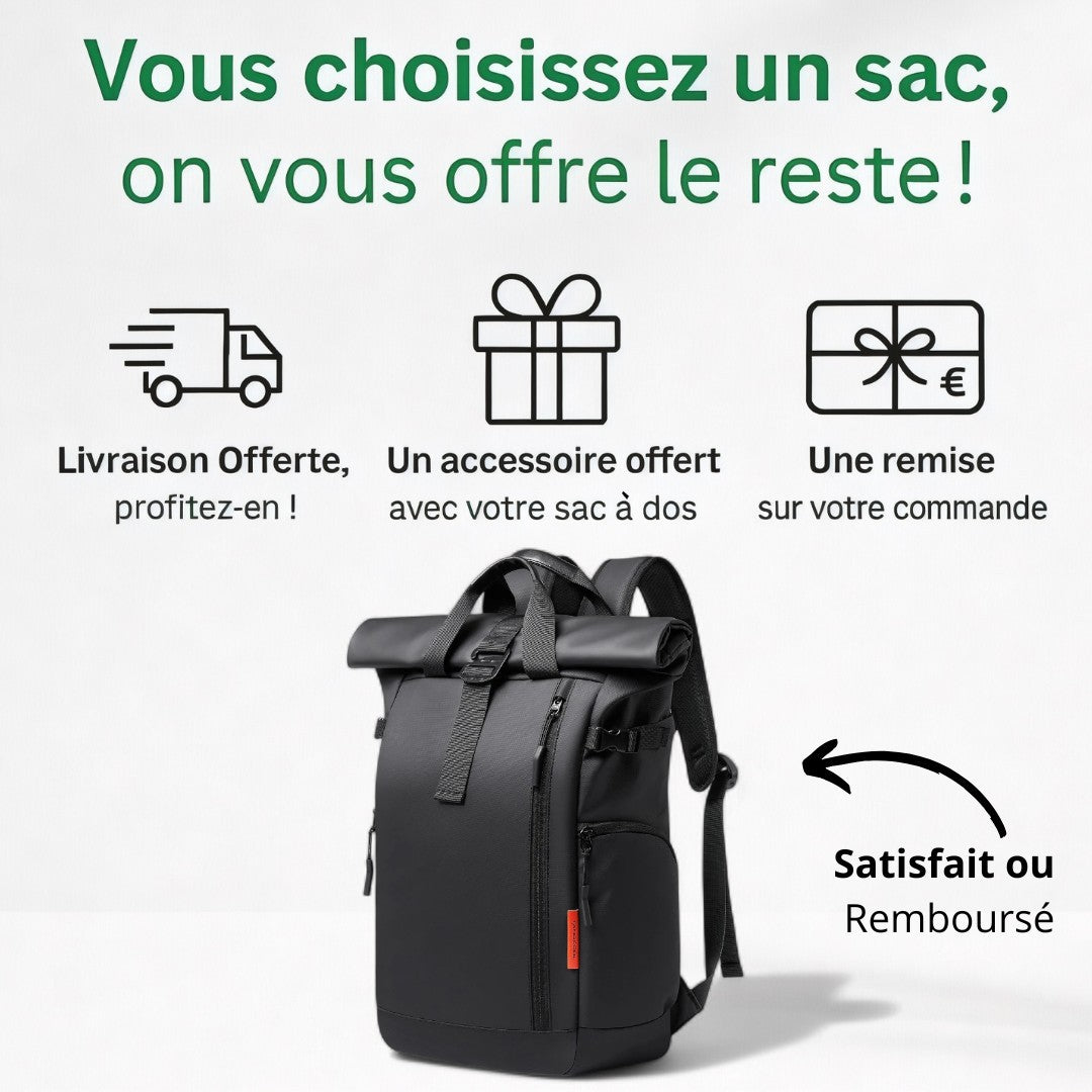 Sac à Dos Roll-Top De 30L Pour PC 15"- Homme/Femme | Havresacs