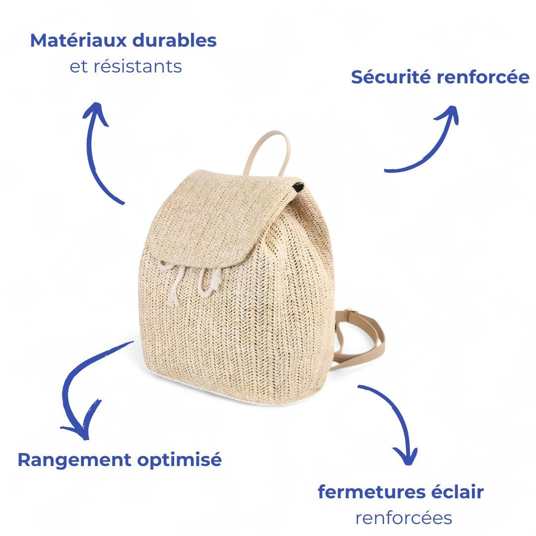 Sac à Dos Paille Femme 15L - Style Bohème Chic | Havresacs