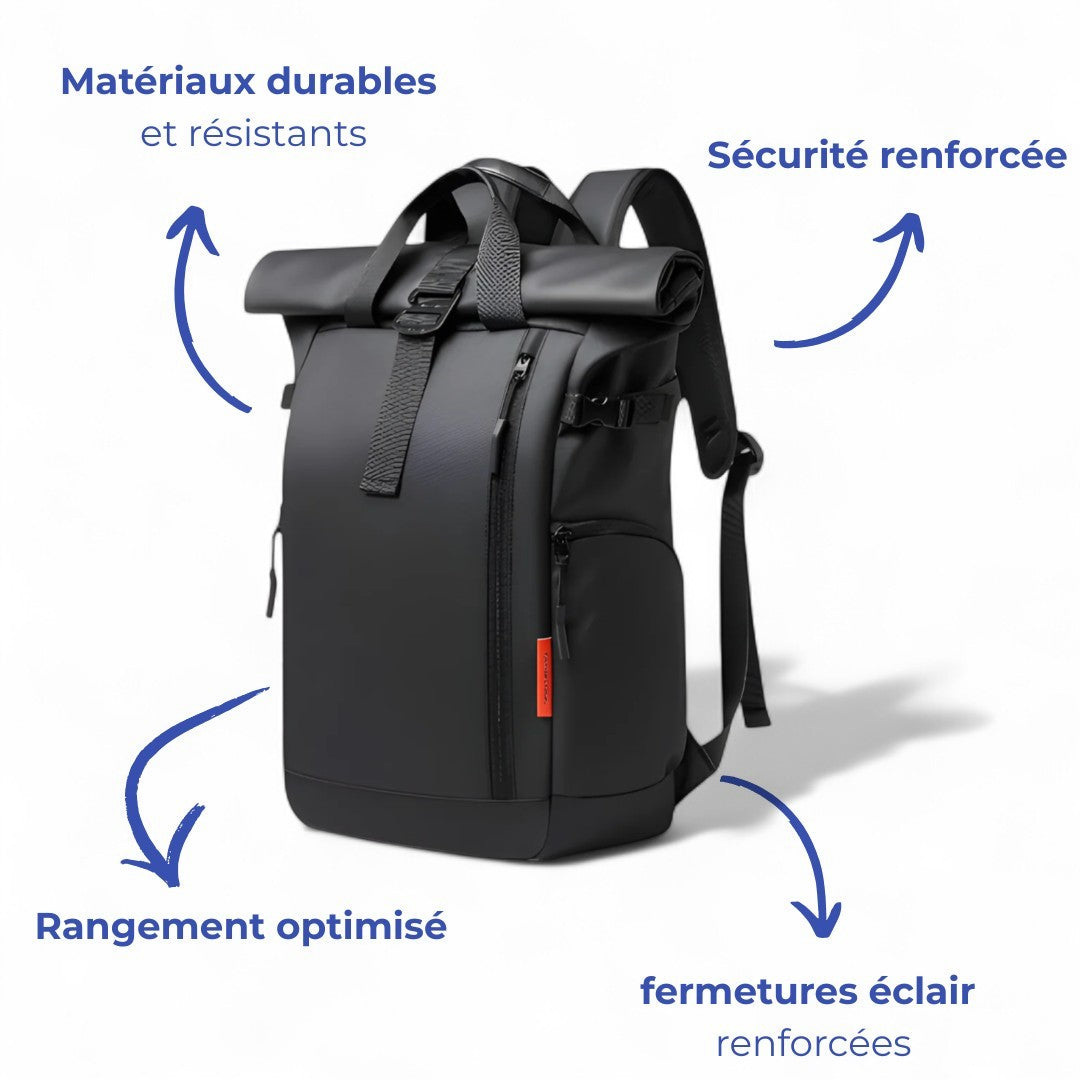 Sac à Dos Roll-Top De 30L Pour PC 15"- Homme/Femme | Havresacs