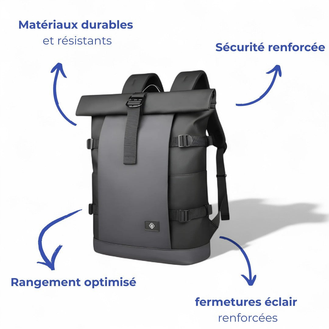 Sac à Dos Roll-Top Étanche Extensible 18L/25L | Havresacs