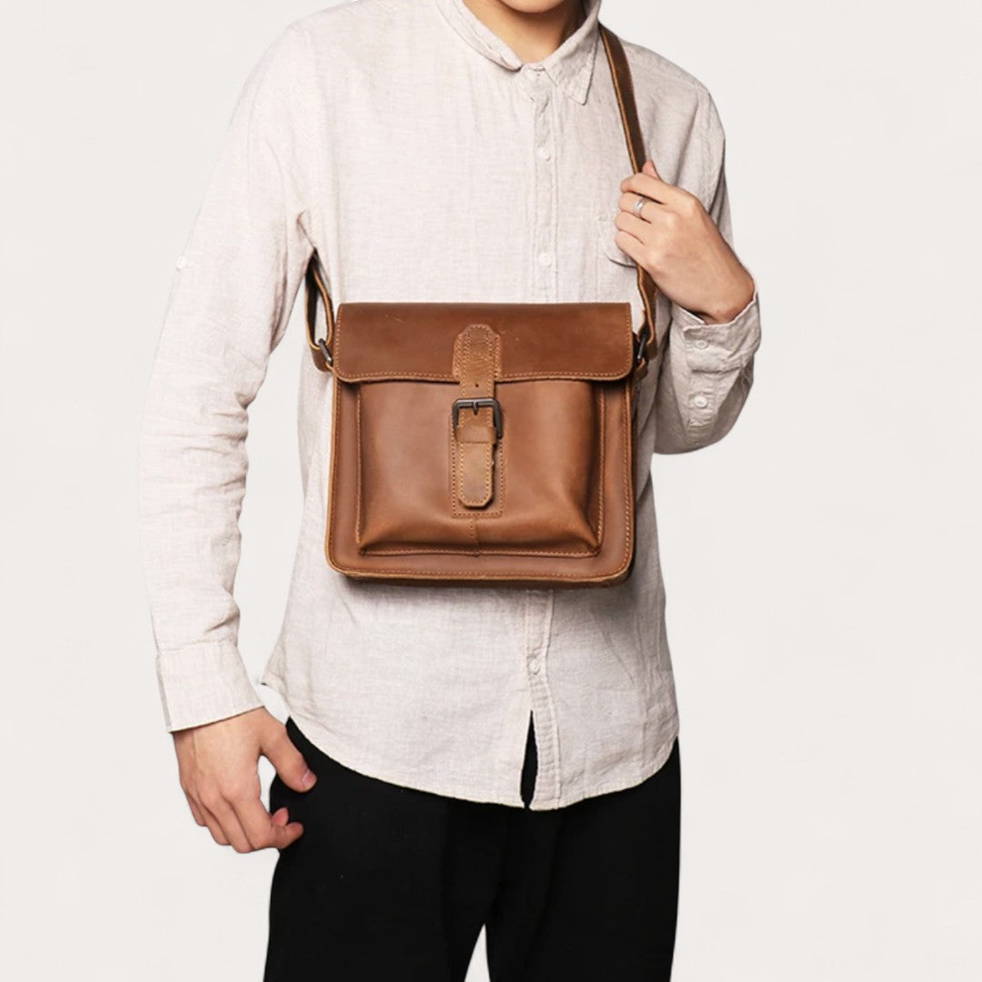 Sac Bandoulière Cuir Véritable Vintage Homme 7L – Chic | Havresacs