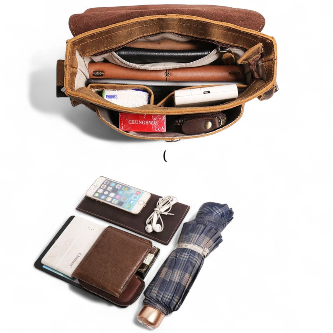 Sac Bandoulière Cuir Véritable Vintage Homme 7L – Chic | Havresacs