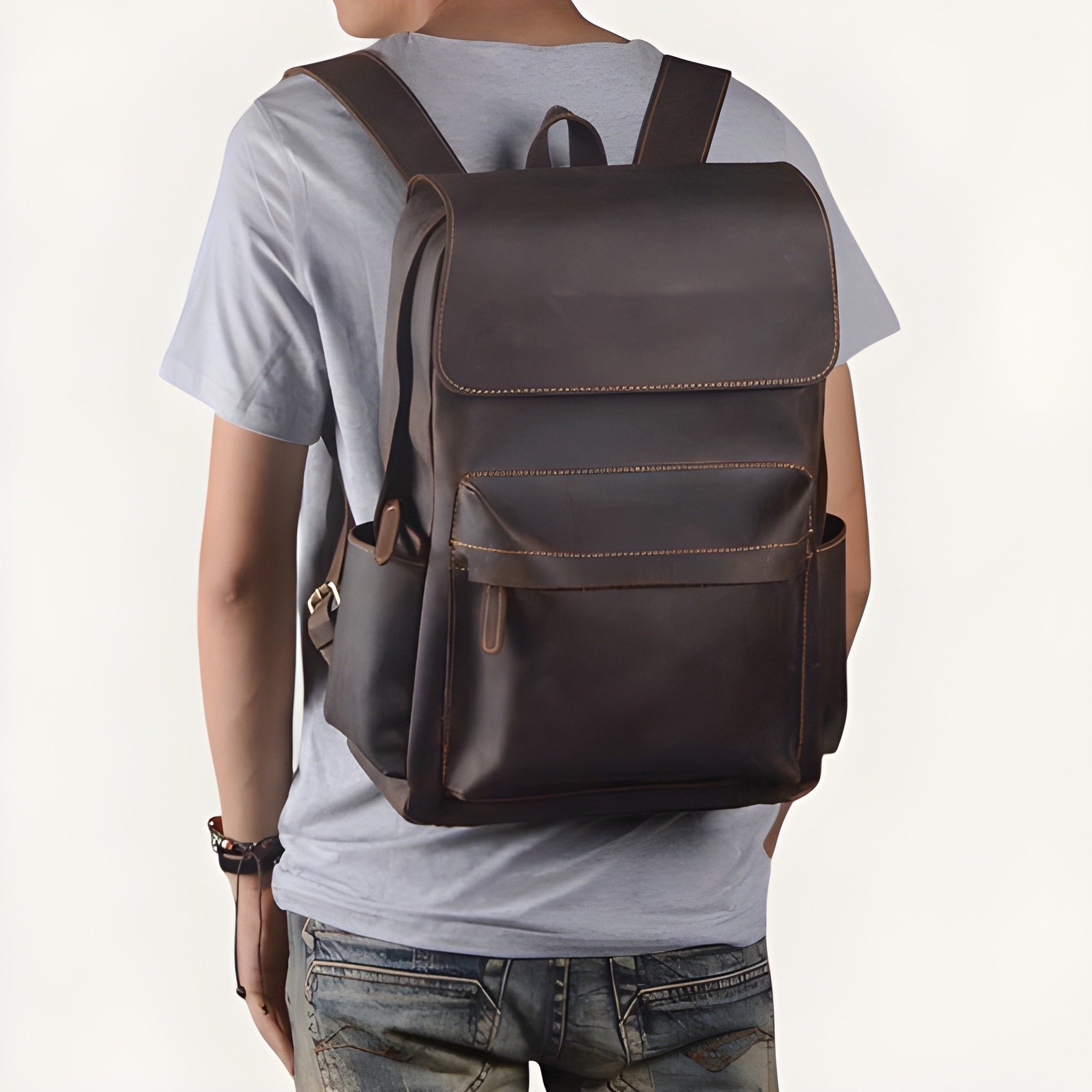 Sac à Dos Cuir Véritable Vintage 15.6’’ Élégant – 20L | Havresacs