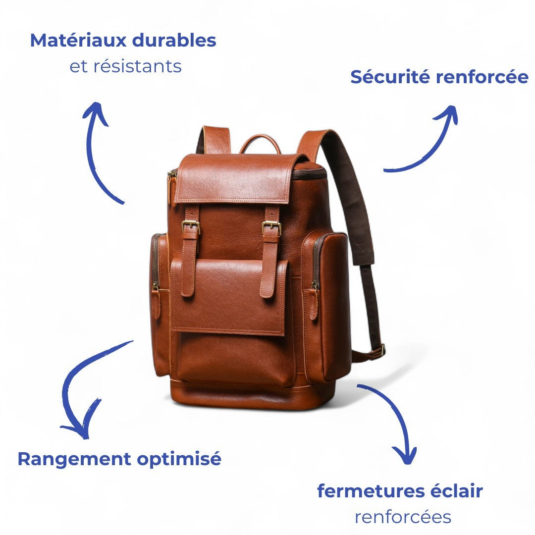 Sac à Dos Cuir Véritable Vintage PC 15’’ Voyage – 20L | Havresacs