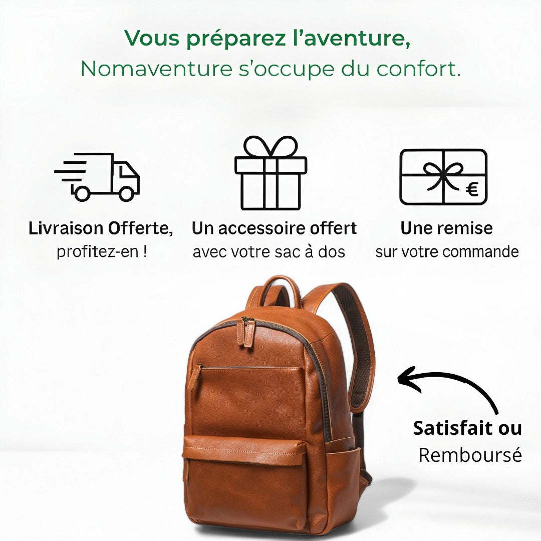 Sac à dos vintage en cuir véritable 18L. Compatible Ordi 14’’