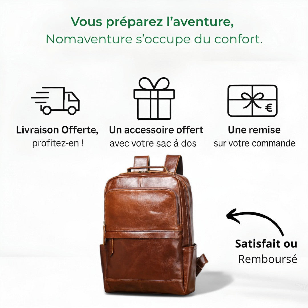 Sac à Dos Cuir Véritable Vintage Ordi 15’’ Léger – 18L | Havresacs