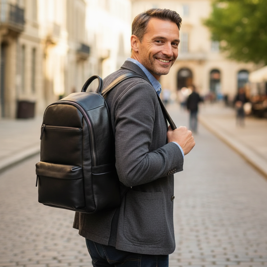 Sac à Dos Cuir Véritable Homme Vintage 20L – Élégant | Havresacs