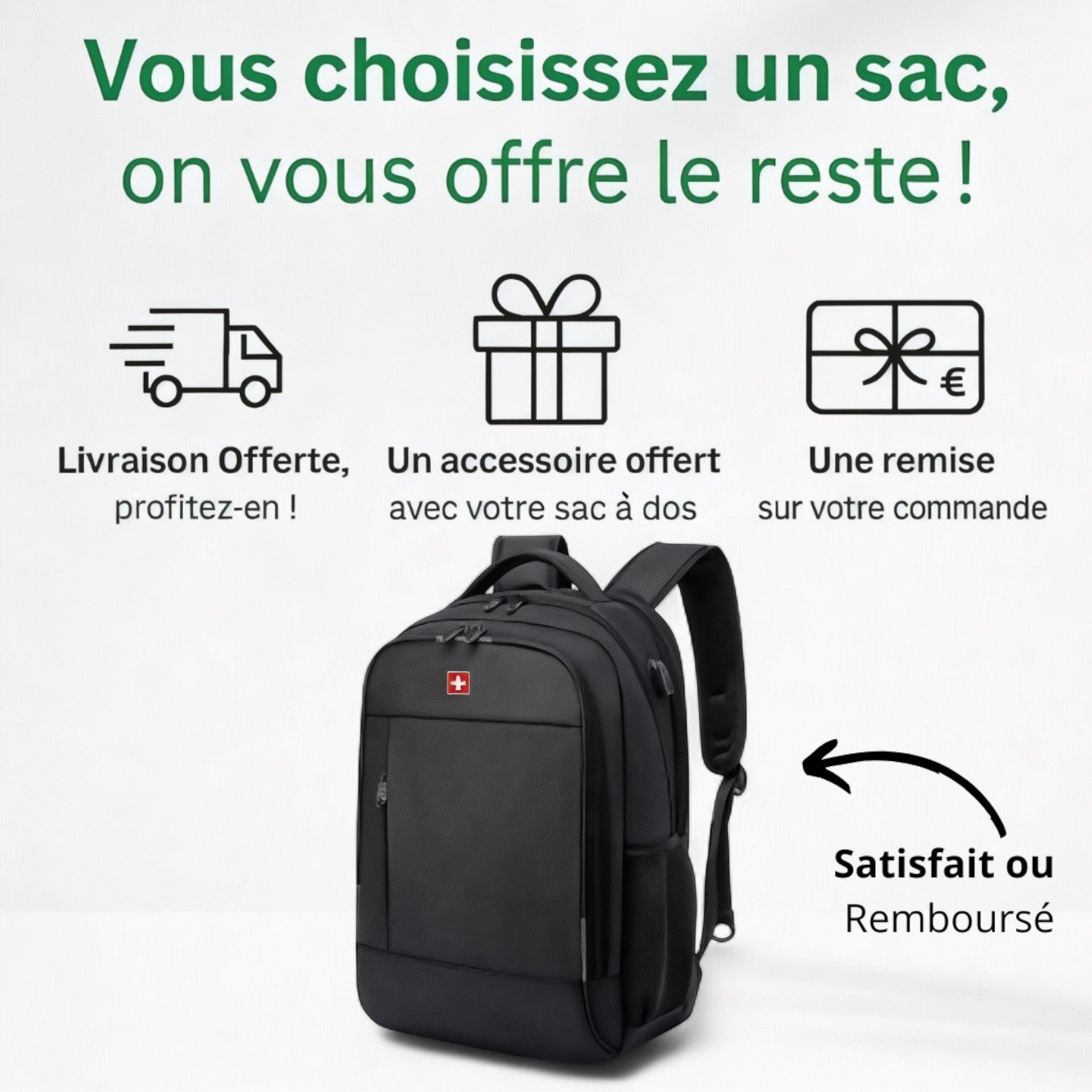 Sac à dos pc 17 pouces waterproof – Swiss Executive – Havresacs