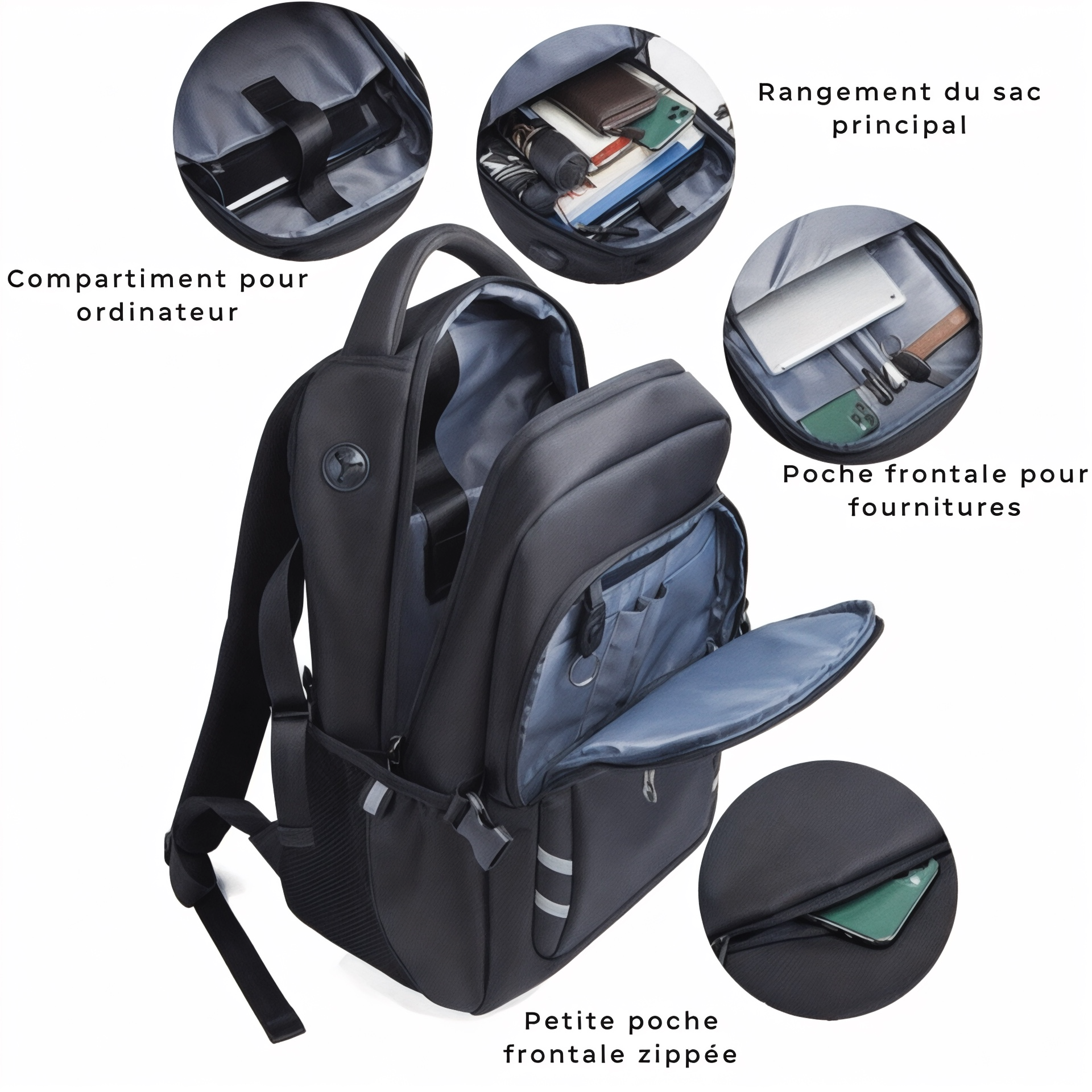 Sac à dos antivol de 30L, PC 15 pouces – Havresacs