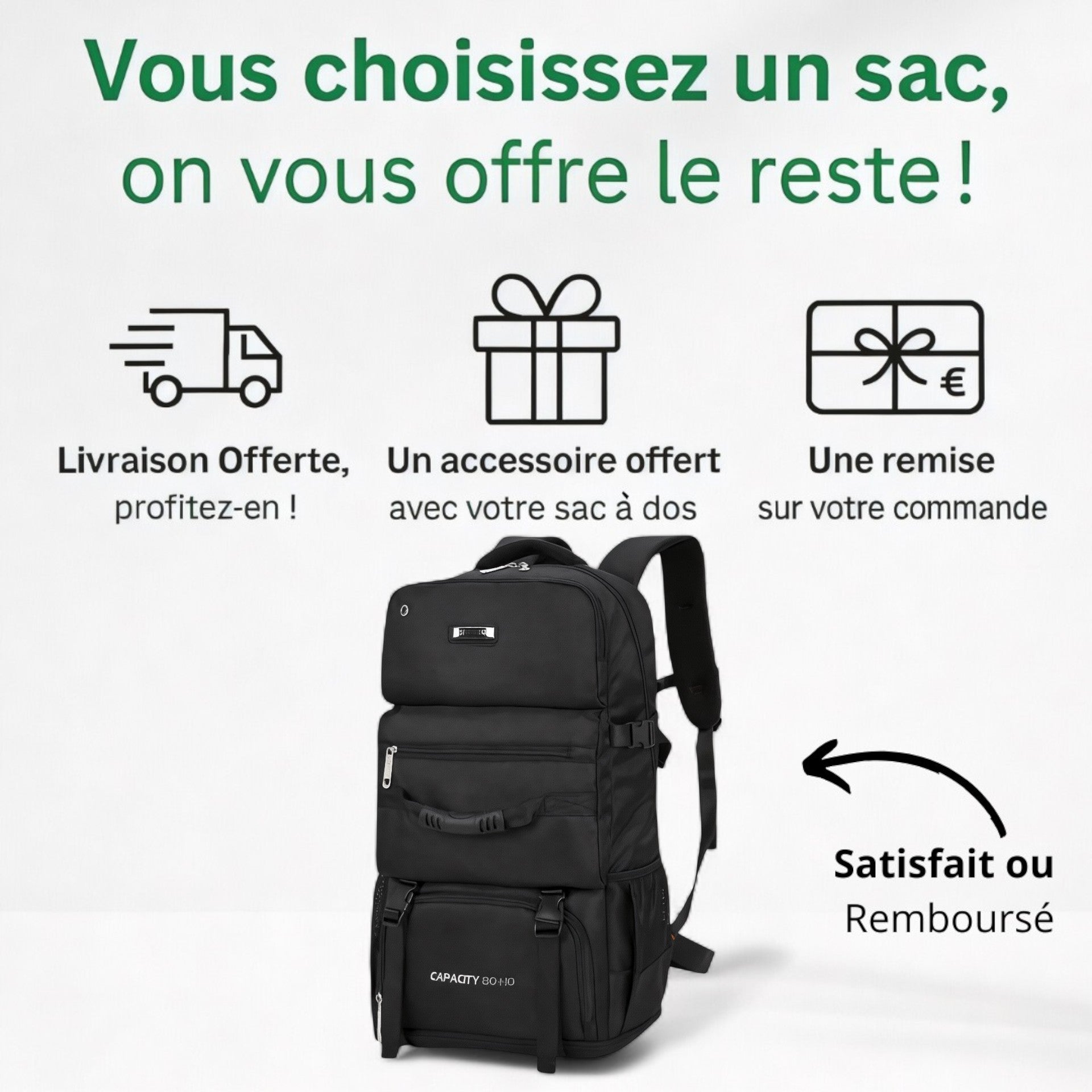 Sac à dos grande capacité 45L – AeroVibe – Havresacs