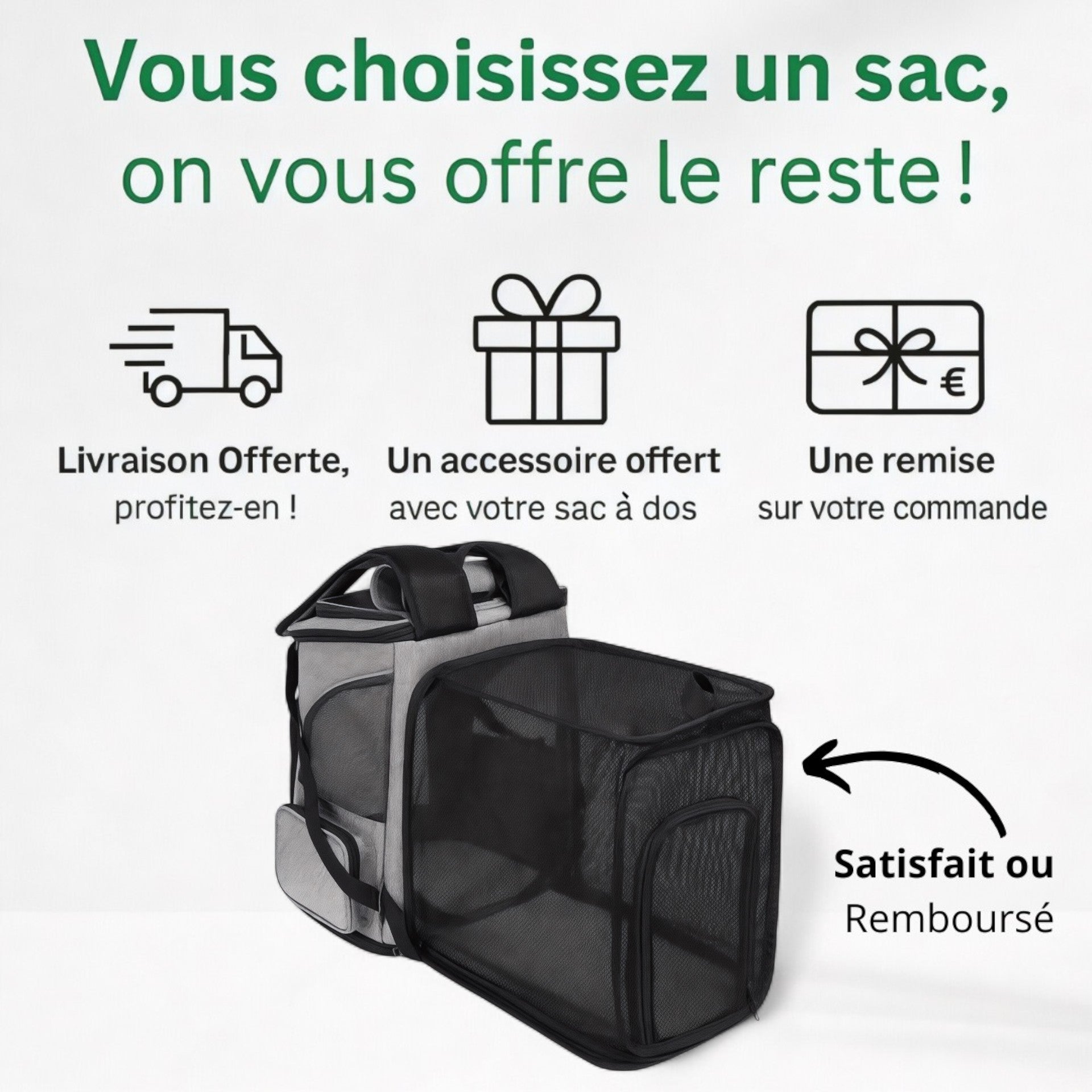 Sac à dos extensible pour chien et chat GrandEspace – Havresacs