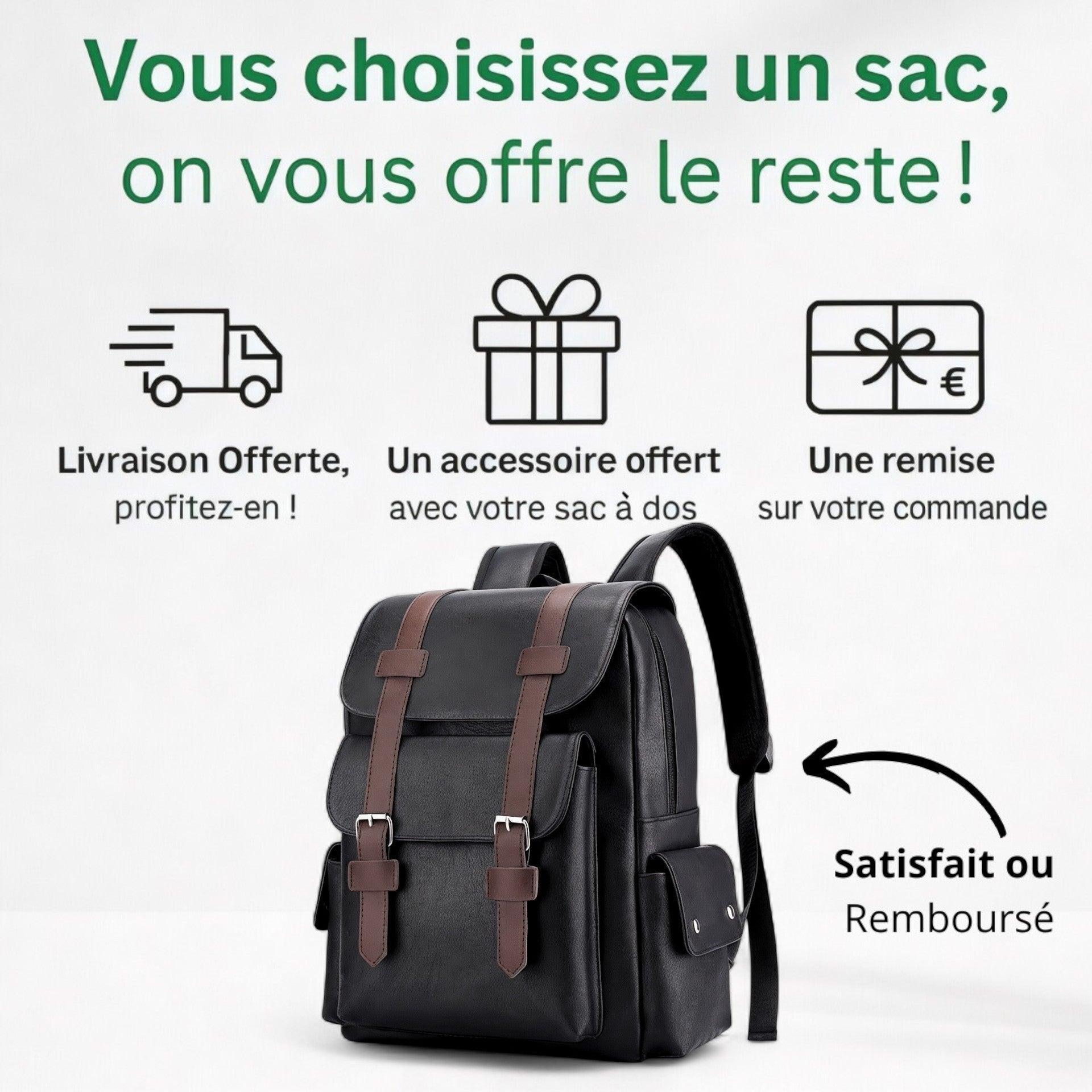Sac à dos homme tendance en simili cuir 20L – CasualPro – Havresacs