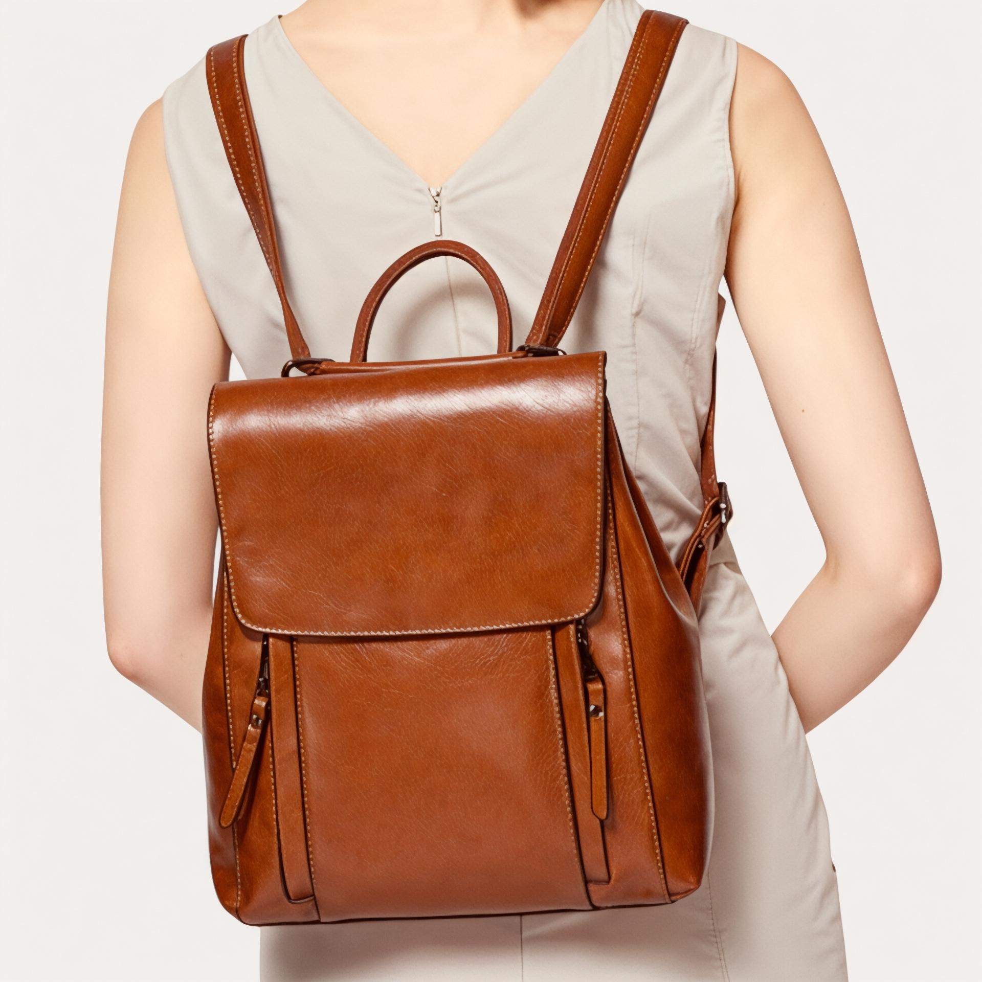 Sac à dos fashion en cuir 10L pour femme – ElegantLeatherPro – Havresacs