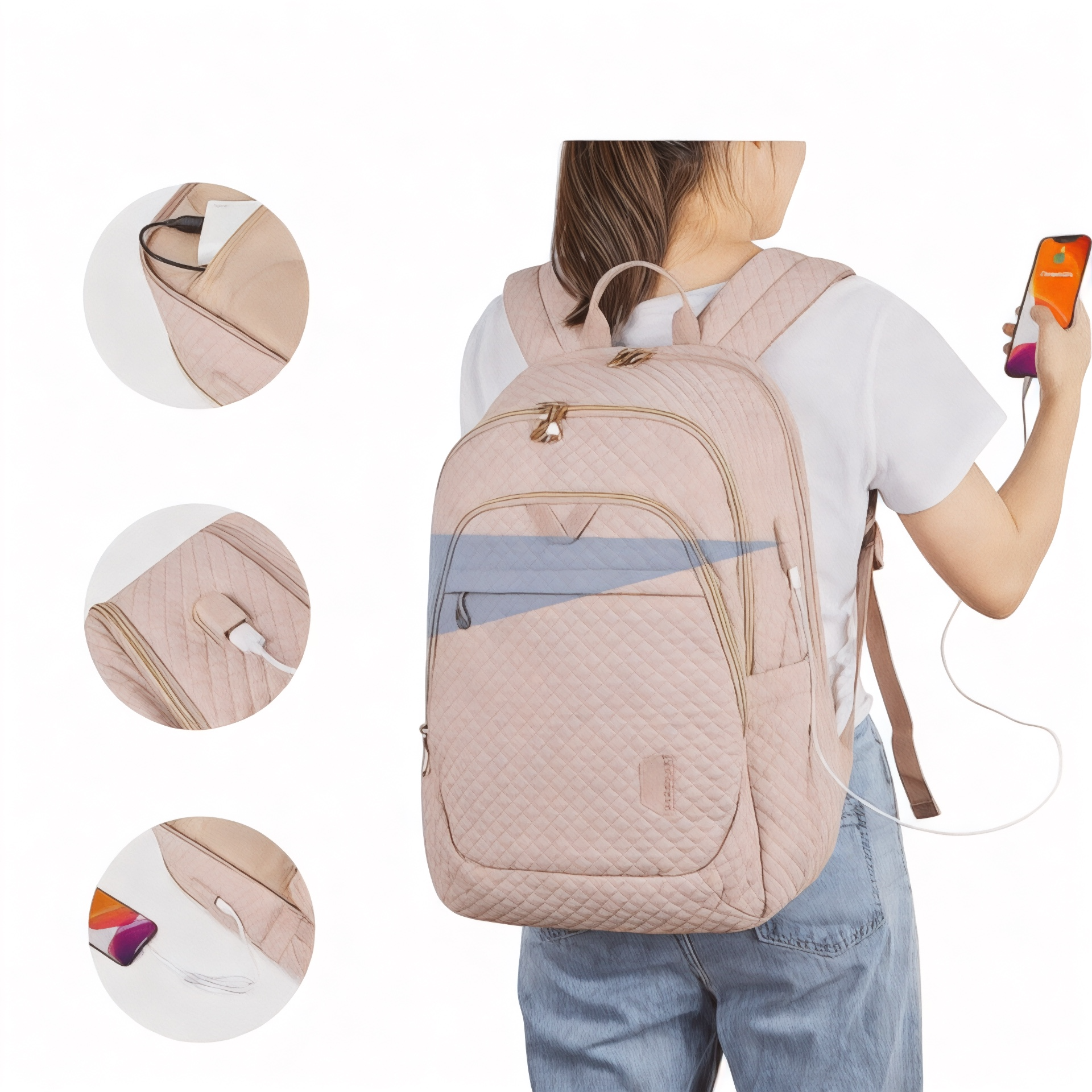 Sac à dos anti-vol avec USB 25L pour femme – SecureTravelPro – Havresacs