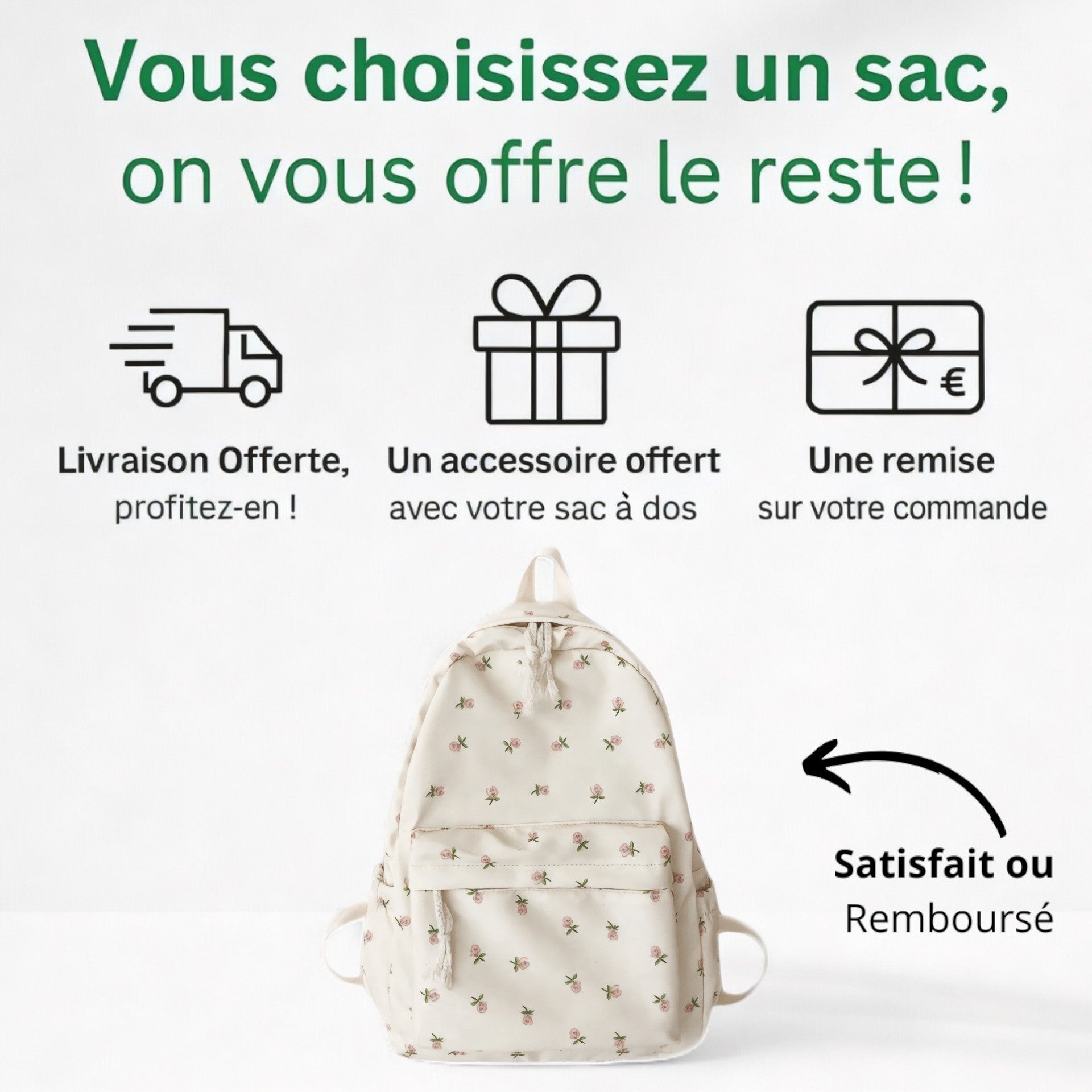 Sac à Dos Femme Floral 20L – FlowerBloom – Havresacs