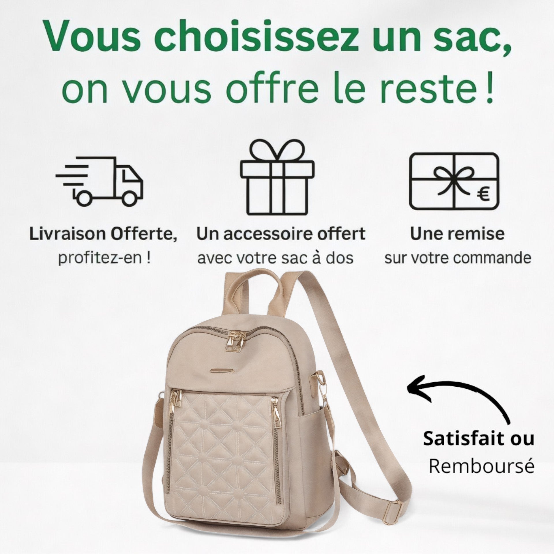 Sac à Dos Femme Brodé 2 en 1, 12L – Style Préppy – Havresacs