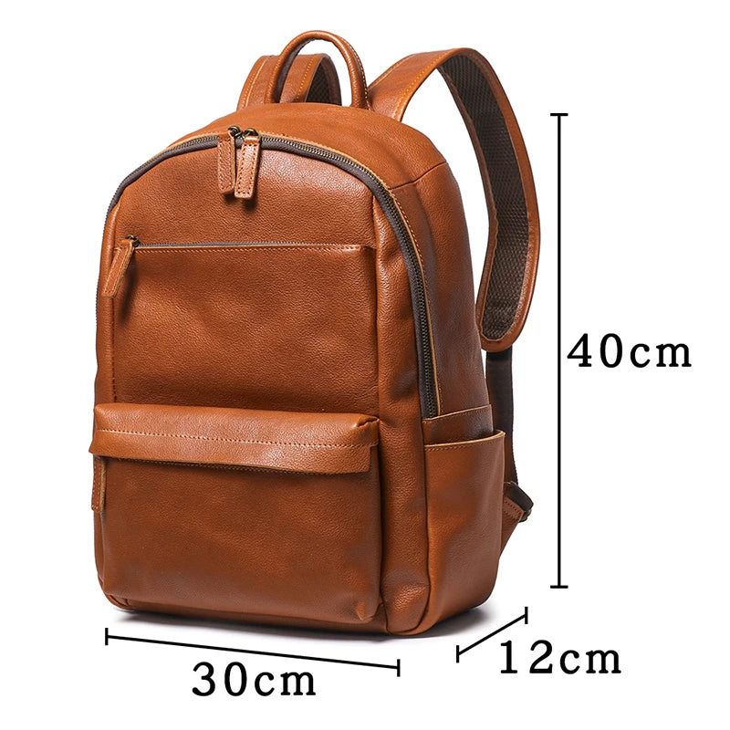 Sac à dos vintage en cuir véritable 18L. Compatible Ordi 14’’