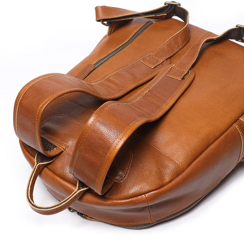 Sac à dos vintage en cuir véritable 18L. Compatible Ordi 14’’
